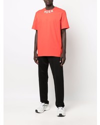 orange bedrucktes T-Shirt mit einem Rundhalsausschnitt von MSGM