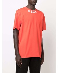 orange bedrucktes T-Shirt mit einem Rundhalsausschnitt von MSGM