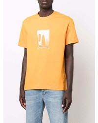 orange bedrucktes T-Shirt mit einem Rundhalsausschnitt von Emporio Armani