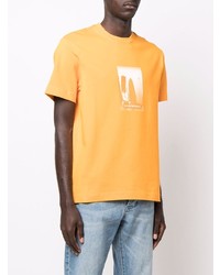 orange bedrucktes T-Shirt mit einem Rundhalsausschnitt von Emporio Armani