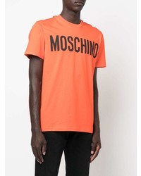 orange bedrucktes T-Shirt mit einem Rundhalsausschnitt von Moschino