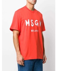 orange bedrucktes T-Shirt mit einem Rundhalsausschnitt von MSGM