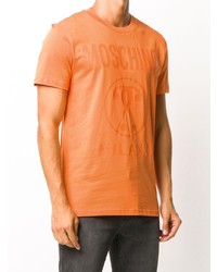 orange bedrucktes T-Shirt mit einem Rundhalsausschnitt von Moschino