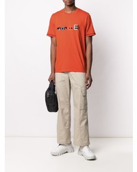 orange bedrucktes T-Shirt mit einem Rundhalsausschnitt von Moncler