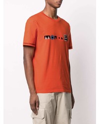 orange bedrucktes T-Shirt mit einem Rundhalsausschnitt von Moncler