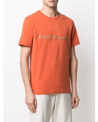 orange bedrucktes T-Shirt mit einem Rundhalsausschnitt von Salvatore Ferragamo