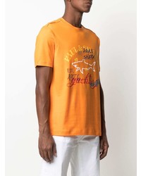 orange bedrucktes T-Shirt mit einem Rundhalsausschnitt von Paul & Shark