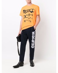 orange bedrucktes T-Shirt mit einem Rundhalsausschnitt von Moschino