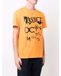 orange bedrucktes T-Shirt mit einem Rundhalsausschnitt von Moschino