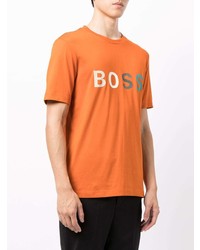 orange bedrucktes T-Shirt mit einem Rundhalsausschnitt von BOSS