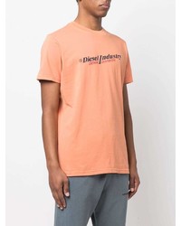 orange bedrucktes T-Shirt mit einem Rundhalsausschnitt von Diesel