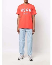 orange bedrucktes T-Shirt mit einem Rundhalsausschnitt von MSGM