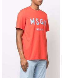 orange bedrucktes T-Shirt mit einem Rundhalsausschnitt von MSGM