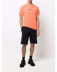 orange bedrucktes T-Shirt mit einem Rundhalsausschnitt von Stone Island