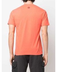 orange bedrucktes T-Shirt mit einem Rundhalsausschnitt von Stone Island