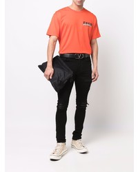 orange bedrucktes T-Shirt mit einem Rundhalsausschnitt von Amiri