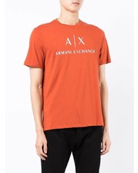 orange bedrucktes T-Shirt mit einem Rundhalsausschnitt von Armani Exchange