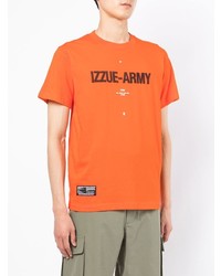 orange bedrucktes T-Shirt mit einem Rundhalsausschnitt von Izzue