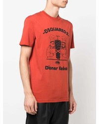 orange bedrucktes T-Shirt mit einem Rundhalsausschnitt von DSQUARED2