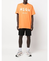 orange bedrucktes T-Shirt mit einem Rundhalsausschnitt von MSGM