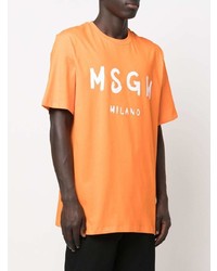 orange bedrucktes T-Shirt mit einem Rundhalsausschnitt von MSGM