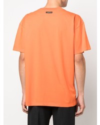 orange bedrucktes T-Shirt mit einem Rundhalsausschnitt von Roberto Cavalli