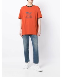 orange bedrucktes T-Shirt mit einem Rundhalsausschnitt von Armani Exchange