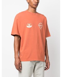 orange bedrucktes T-Shirt mit einem Rundhalsausschnitt von Represent