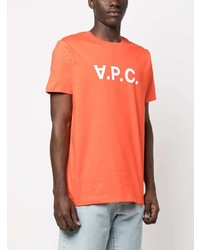 orange bedrucktes T-Shirt mit einem Rundhalsausschnitt von A.P.C.