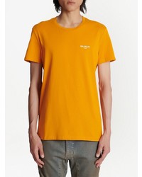 orange bedrucktes T-Shirt mit einem Rundhalsausschnitt von Balmain