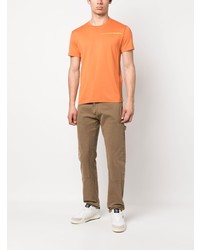 orange bedrucktes T-Shirt mit einem Rundhalsausschnitt von Stone Island