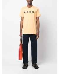 orange bedrucktes T-Shirt mit einem Rundhalsausschnitt von Marni