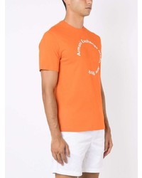 orange bedrucktes T-Shirt mit einem Rundhalsausschnitt von Armani Exchange