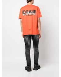 orange bedrucktes T-Shirt mit einem Rundhalsausschnitt von Amiri