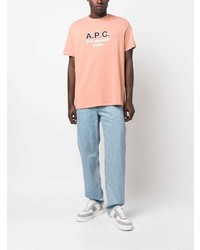 orange bedrucktes T-Shirt mit einem Rundhalsausschnitt von A.P.C.