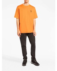 orange bedrucktes T-Shirt mit einem Rundhalsausschnitt von Giuseppe Zanotti