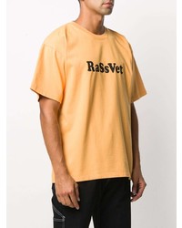 orange bedrucktes T-Shirt mit einem Rundhalsausschnitt von PACCBET