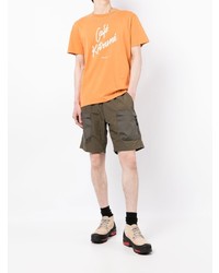 orange bedrucktes T-Shirt mit einem Rundhalsausschnitt von MAISON KITSUNÉ