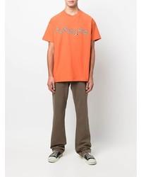 orange bedrucktes T-Shirt mit einem Rundhalsausschnitt von Flaneur Homme