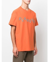 orange bedrucktes T-Shirt mit einem Rundhalsausschnitt von Flaneur Homme