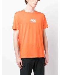 orange bedrucktes T-Shirt mit einem Rundhalsausschnitt von Armani Exchange