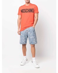 orange bedrucktes T-Shirt mit einem Rundhalsausschnitt von Moschino