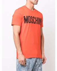 orange bedrucktes T-Shirt mit einem Rundhalsausschnitt von Moschino