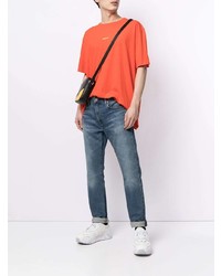 orange bedrucktes T-Shirt mit einem Rundhalsausschnitt von DSQUARED2