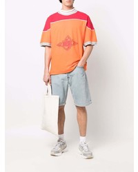 orange bedrucktes T-Shirt mit einem Rundhalsausschnitt von Diesel