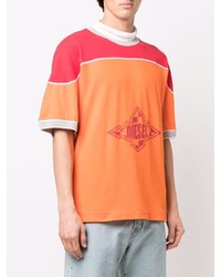 orange bedrucktes T-Shirt mit einem Rundhalsausschnitt von Diesel