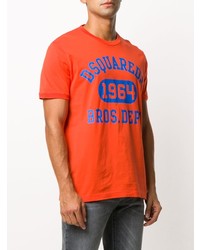 orange bedrucktes T-Shirt mit einem Rundhalsausschnitt von DSQUARED2