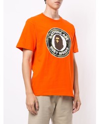 orange bedrucktes T-Shirt mit einem Rundhalsausschnitt von A Bathing Ape