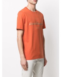 orange bedrucktes T-Shirt mit einem Rundhalsausschnitt von Salvatore Ferragamo