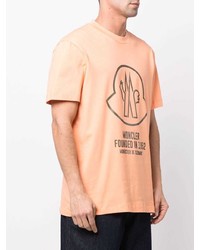 orange bedrucktes T-Shirt mit einem Rundhalsausschnitt von Moncler